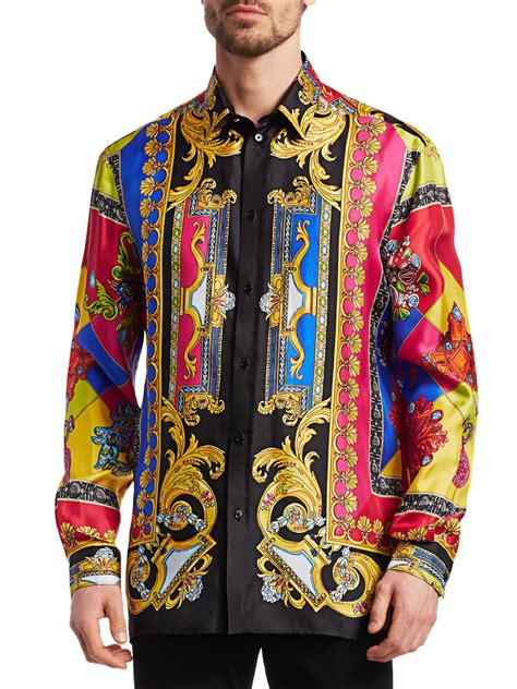 red versace long sleeve shirt|Versace silk shirt price.